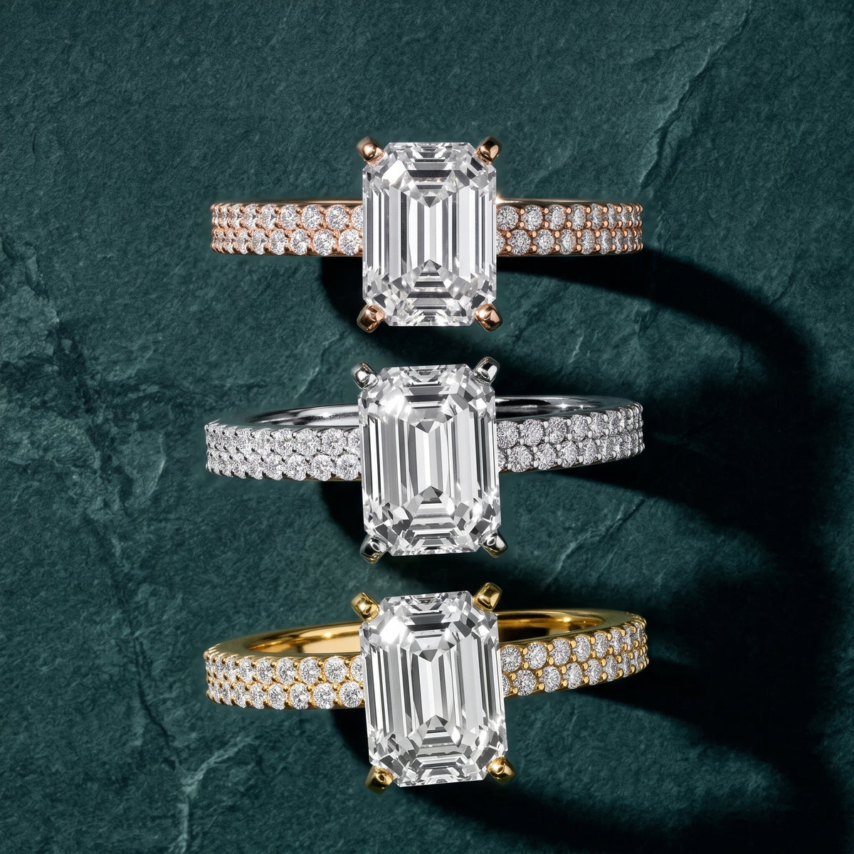 Sirena Micropavé Emerald Diamond Engagement Ring in Platinum - 3rings.jpg