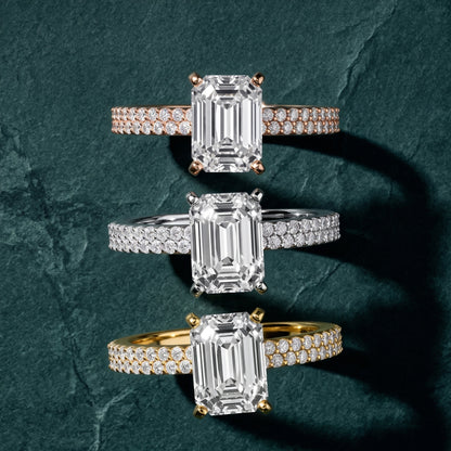 Sirena Micropavé Emerald Diamond Engagement Ring in Platinum - 3rings.jpg