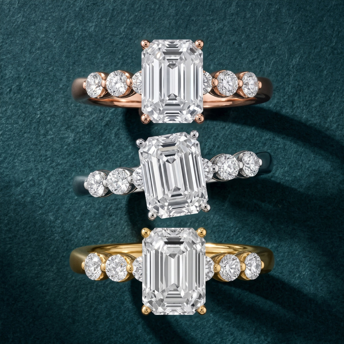 Vienna Floating Five-Stone Emerald Diamond Engagement Ring in Silver - 3rings.jpg
