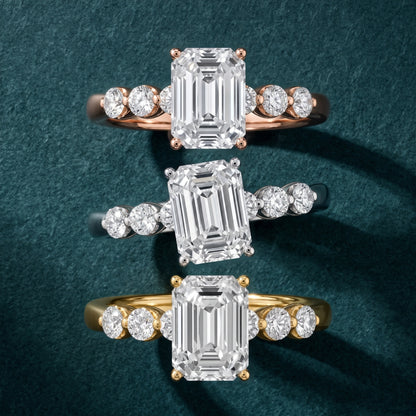Vienna Floating Five-Stone Emerald Diamond Engagement Ring in Silver - 3rings.jpg