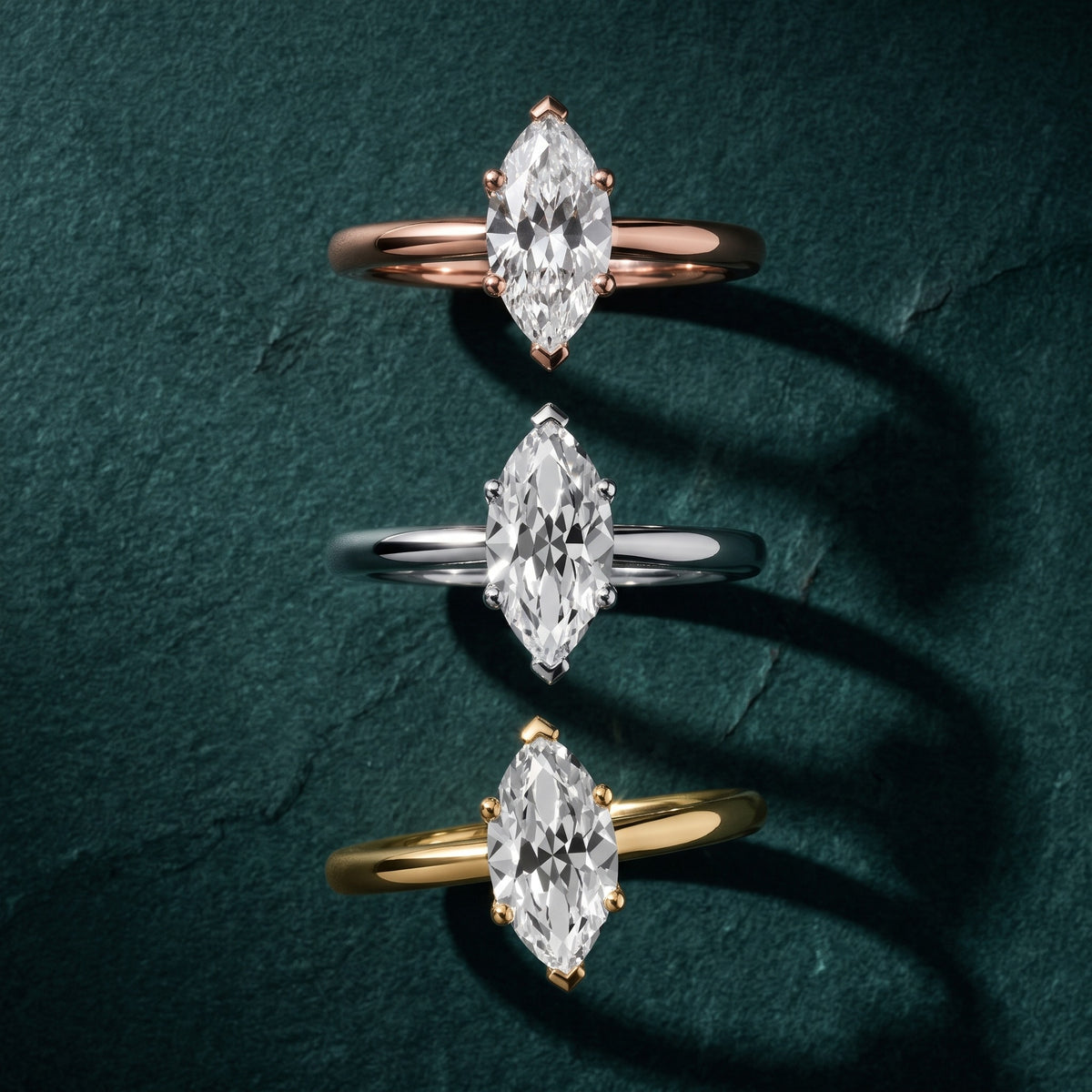 Benita Leaf Marquise Diamond Engagement Ring in White Gold - 3rings.jpg