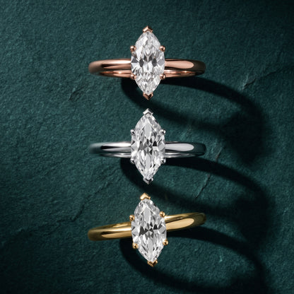 Benita Leaf Marquise Diamond Engagement Ring in White Gold - 3rings.jpg