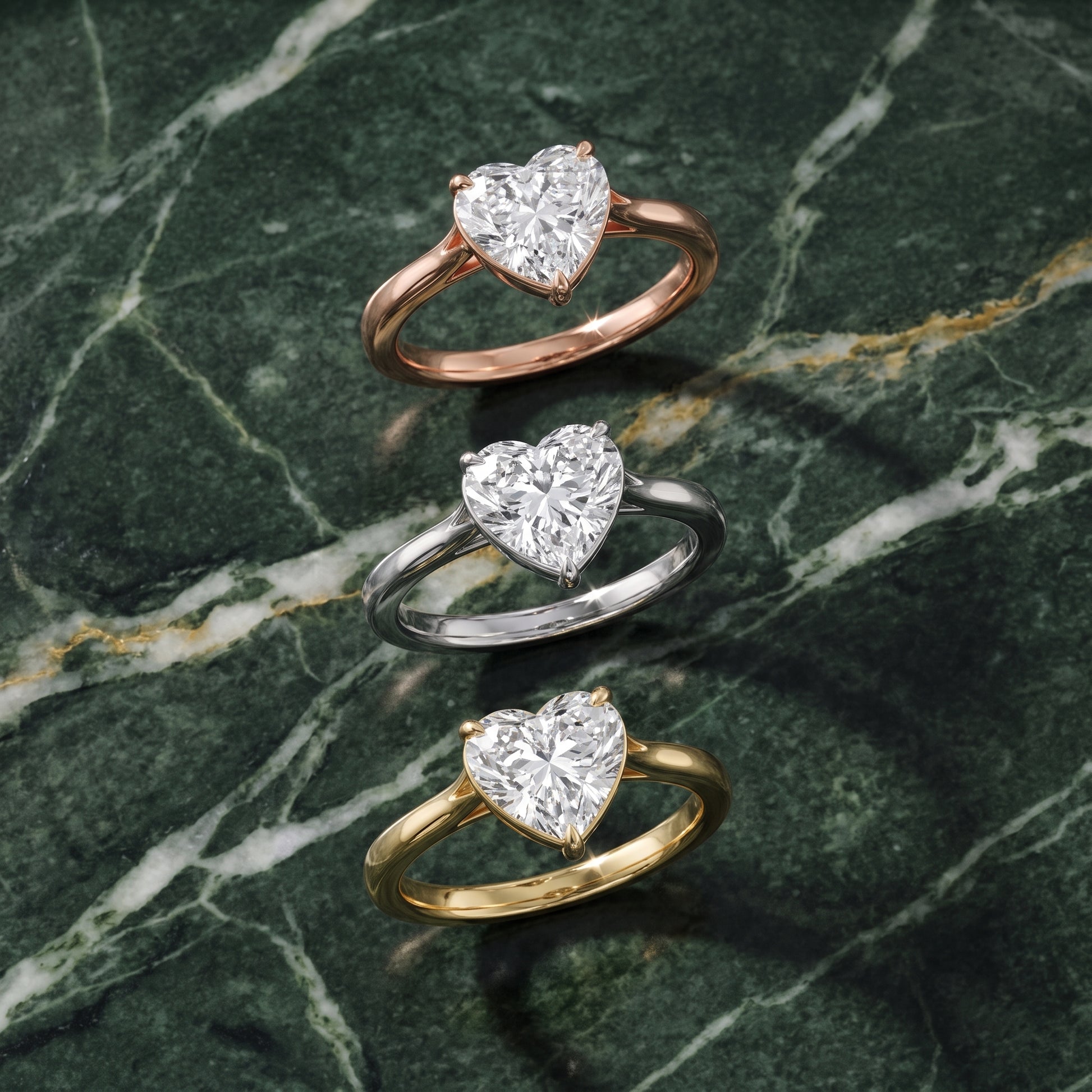 Anais Trellis Solitaire Heart Diamond Engagement Ring in Rose Gold - 3rings.jpg
