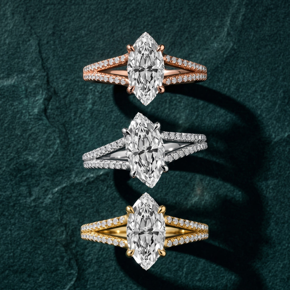 Eternal Embrace Solitaire Marquise Diamond Engagement Ring in White Gold - 3rings.jpg