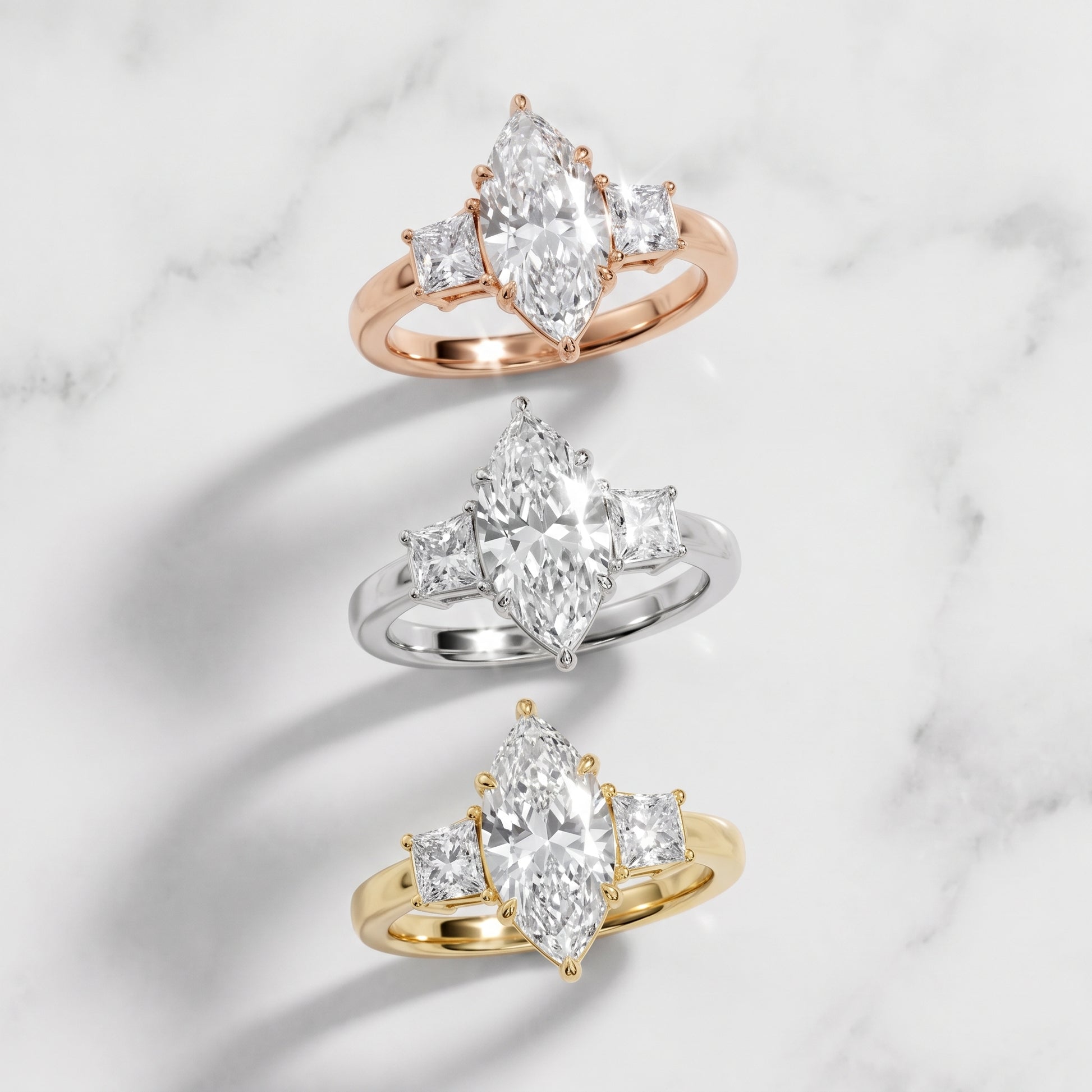 Selena Three-Stone Basket Marquise Diamond Ring in Silver - 3rings.jpg