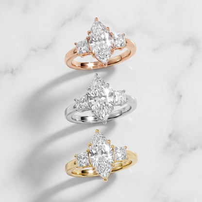 Selena Three-Stone Basket Marquise Diamond Ring in Silver - 3rings.jpg