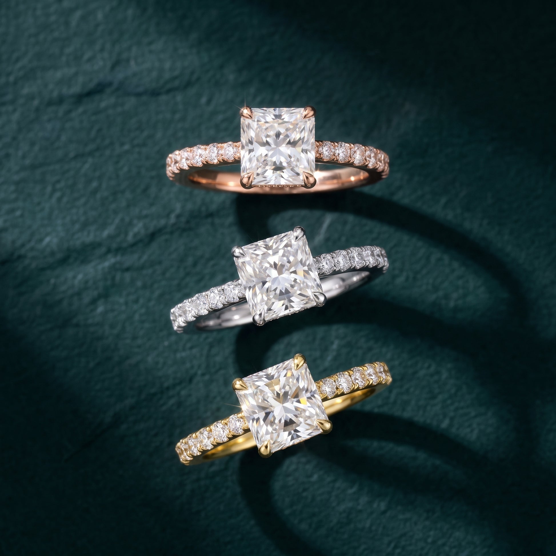 Gia Hidden Halo Pavé Radiant Diamond Ring in White Gold - 3rings.jpg