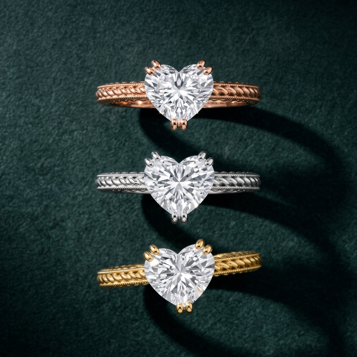Lacey Rope Solitaire Heart Diamond Engagement Ring in Yellow Gold - 3rings.jpg