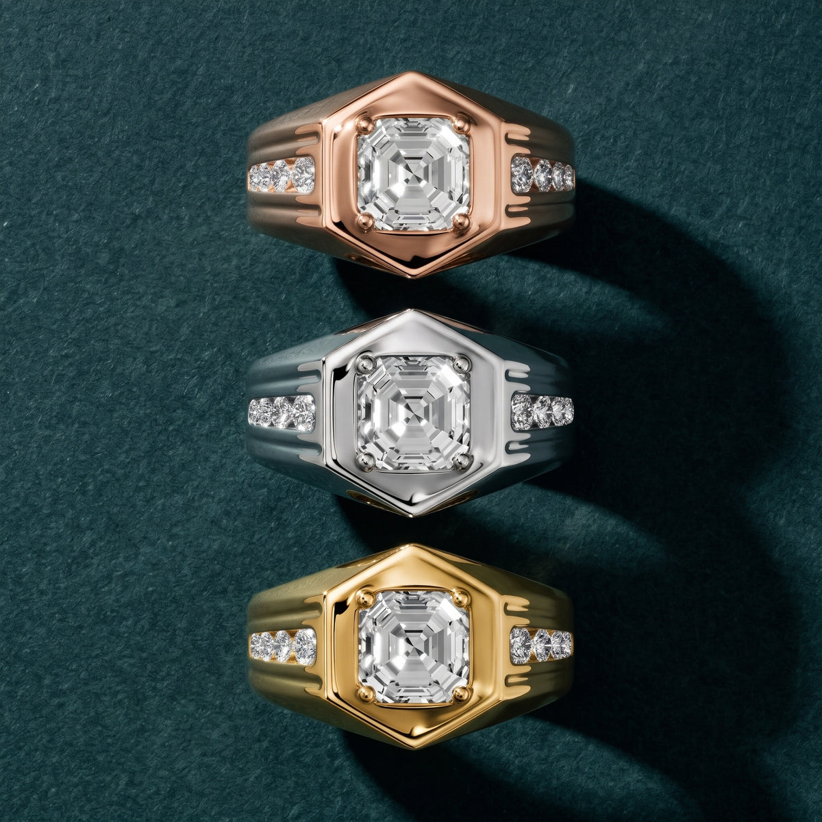 Cody Statement Channel Set Asscher Diamond Engagement Ring in Silver - 3rings.jpg