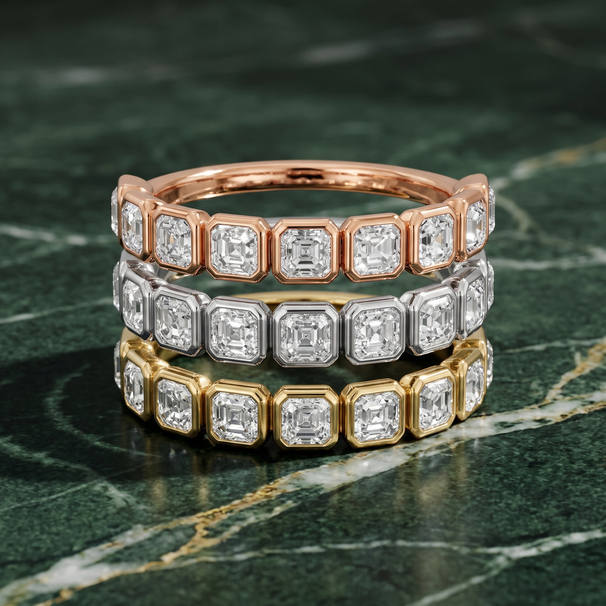 Galia Bezel Asscher Diamond Half Eternity Band in Platinum - 3rings.jpg