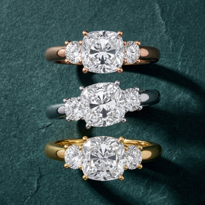 Gemma Three-Stone Cushion Diamond Engagement Ring in Silver - 3rings.jpg