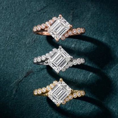 Chatham Bezel Bypass Emerald Diamond Engagement Ring in Yellow Gold - 3rings.jpg
