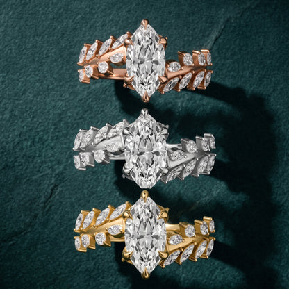 Beulah Leaf Garland Marquise Diamond Engagement Ring in White Gold - 3rings.jpg
