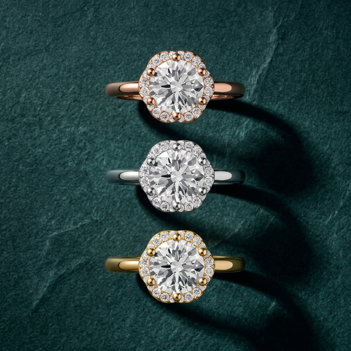 Elgin Halo Micropavé Round Diamond Engagement Ring in Yellow Gold - 3rings.jpg