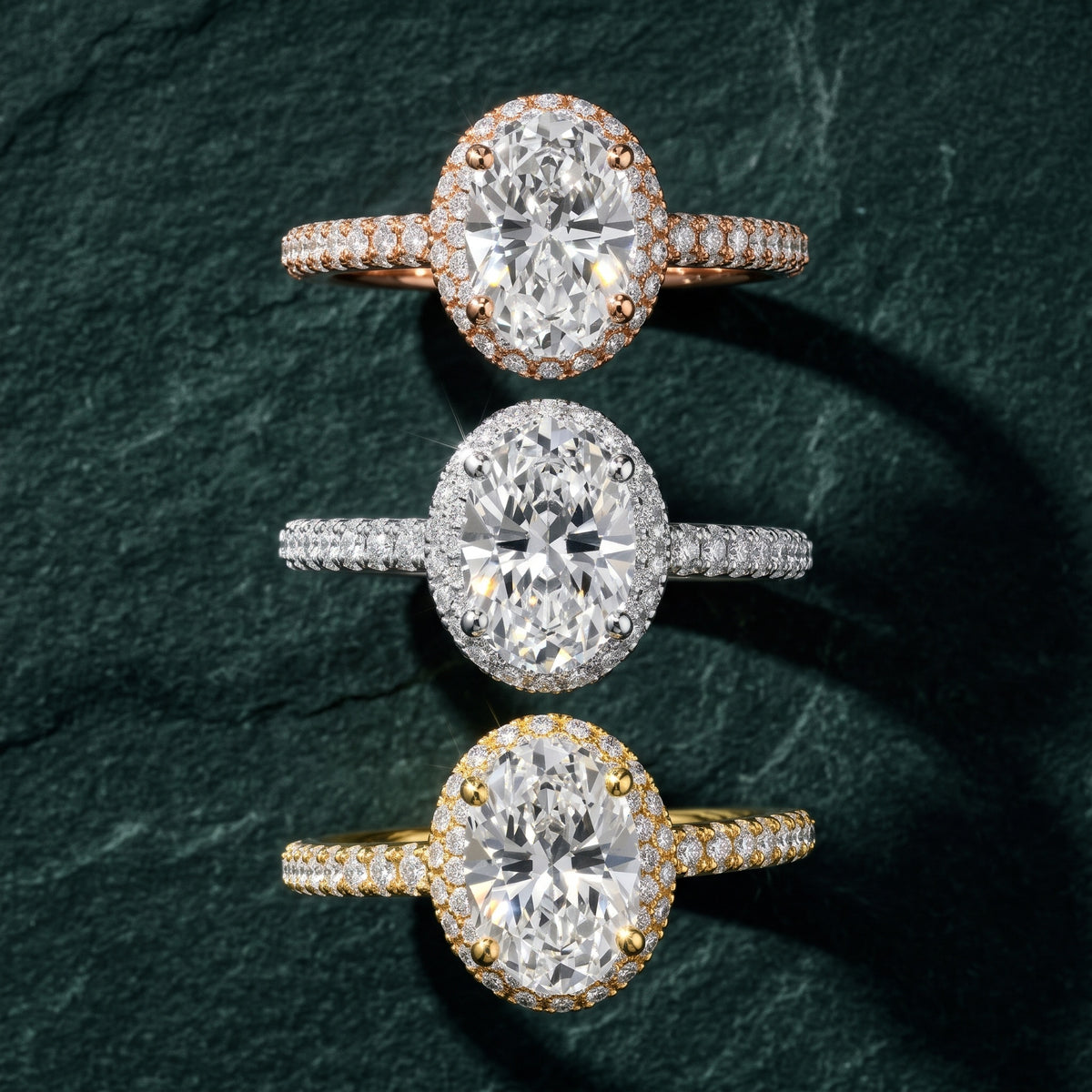 Fallon Halo Micropavé Oval Diamond Engagement Ring in Platinum - 3rings.jpg