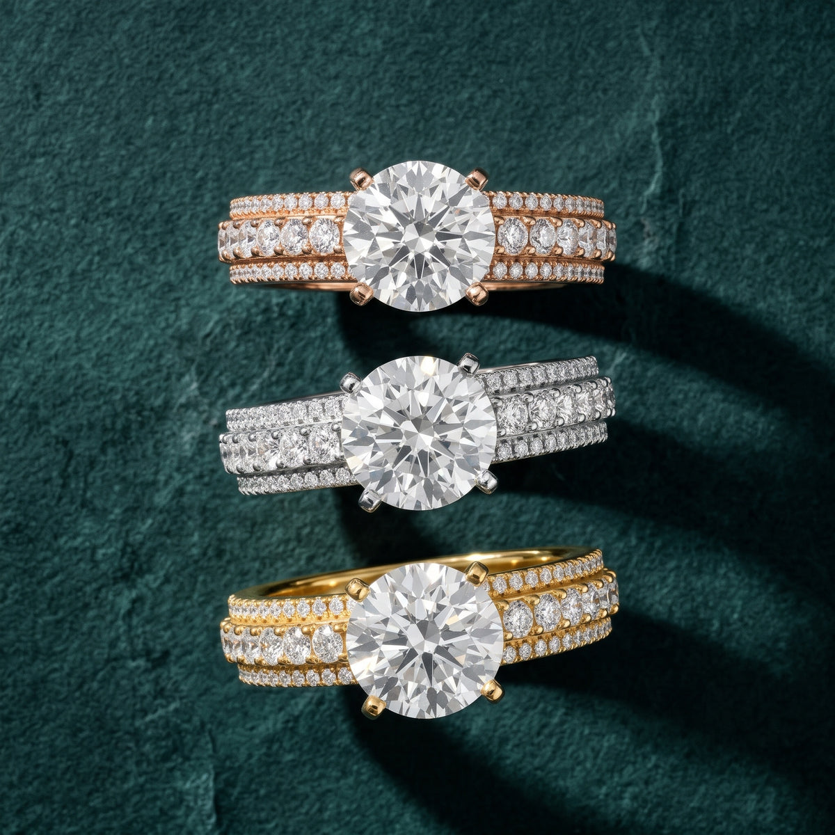 Oona Wide Band Pavé Round Diamond Engagement Ring in White Gold - 3rings.jpg