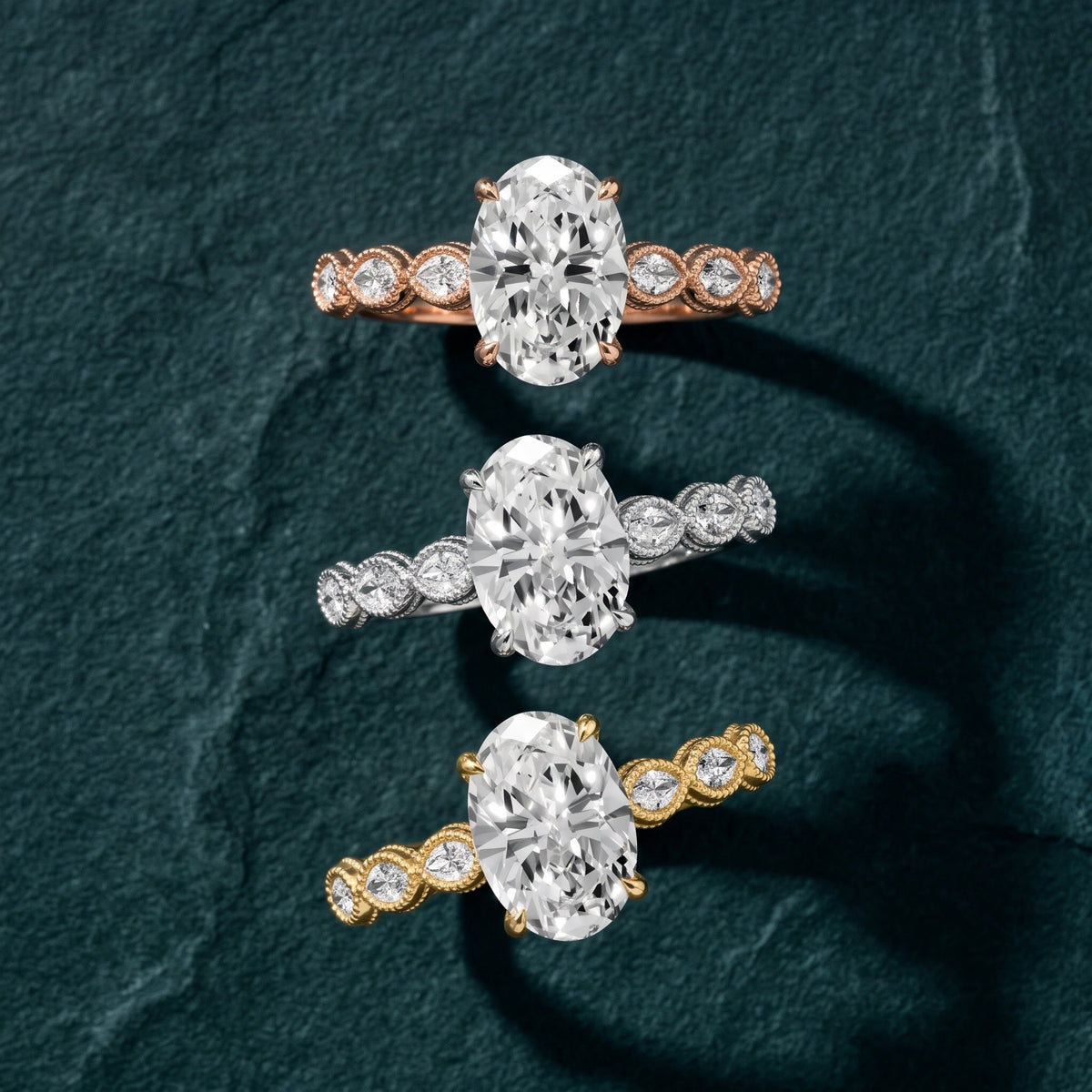Freya Milgrain Leaf Oval Diamond Engagement Ring in White Gold - 3rings.jpg
