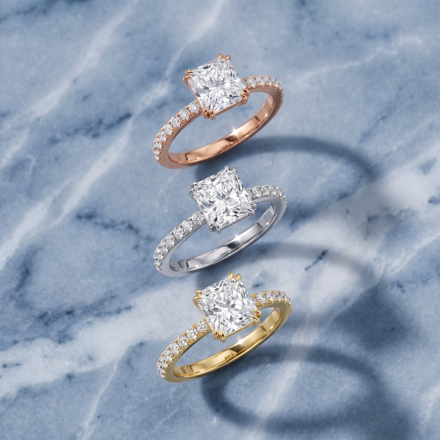 Novara Solitaire Pavé Radiant Diamond Ring in Silver - 3rings.jpg