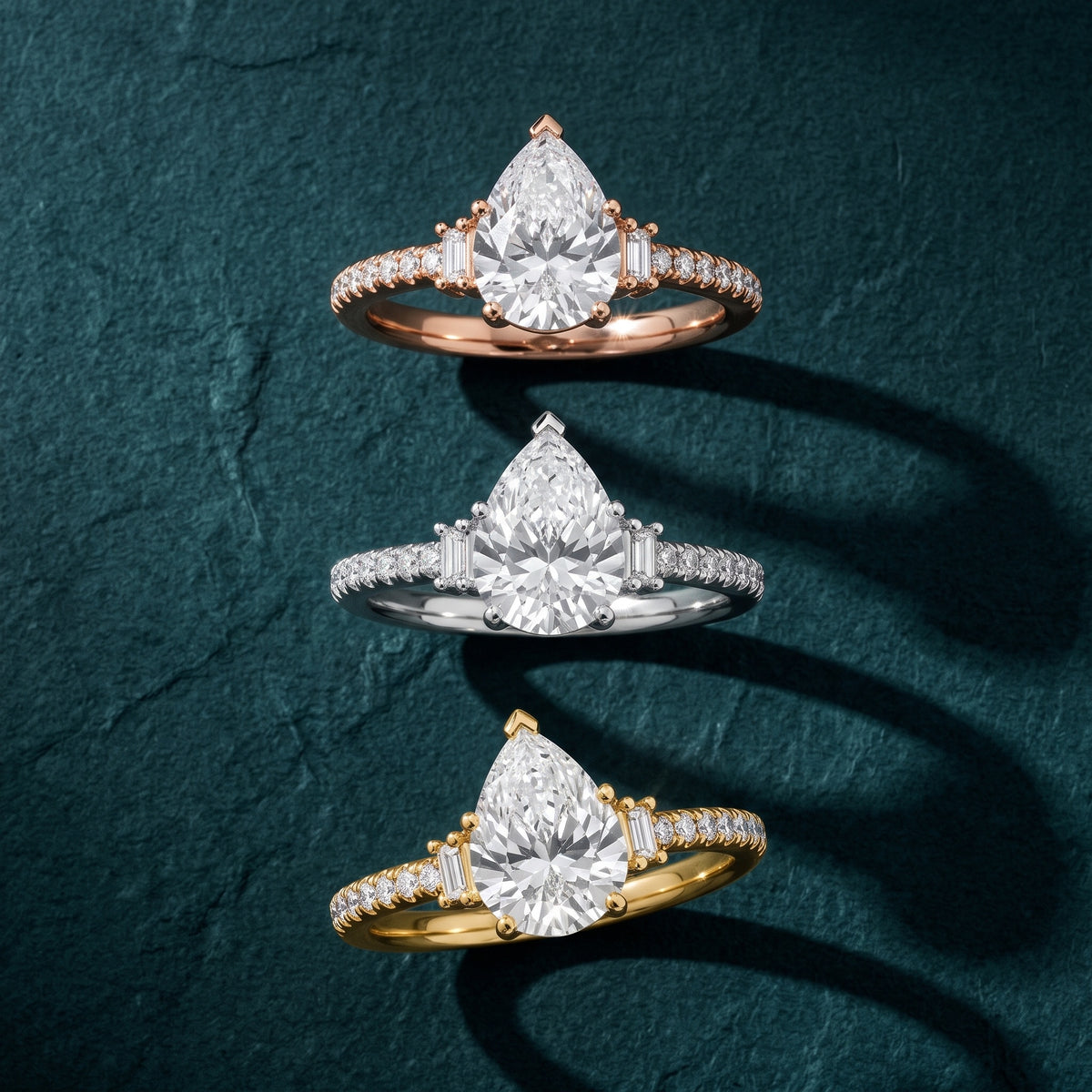 Rhona Baguette Pavé Pear Diamond Engagement Ring in Platinum - 3rings.jpg