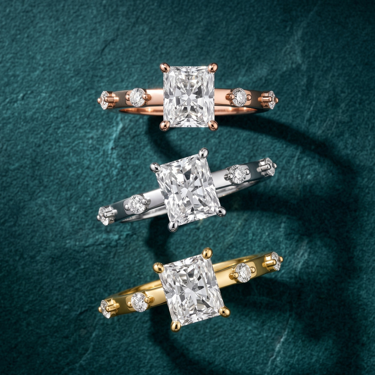Elena Radiance Radiant Diamond Engagement Ring in Yellow Gold - 3rings.jpg