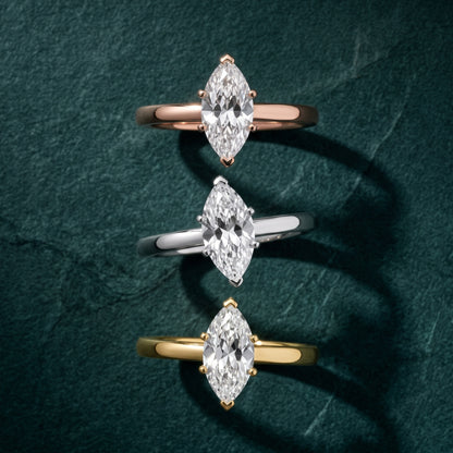 Kezia Dome Solitaire Marquise Diamond Engagement Ring in Silver - 3rings.jpg