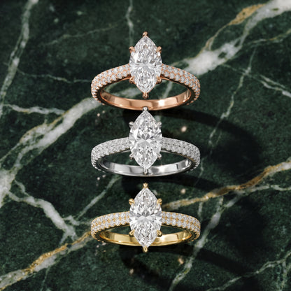 Della Hidden Halo Pavé Marquise Diamond Engagement Ring in Rose Gold - 3rings.jpg