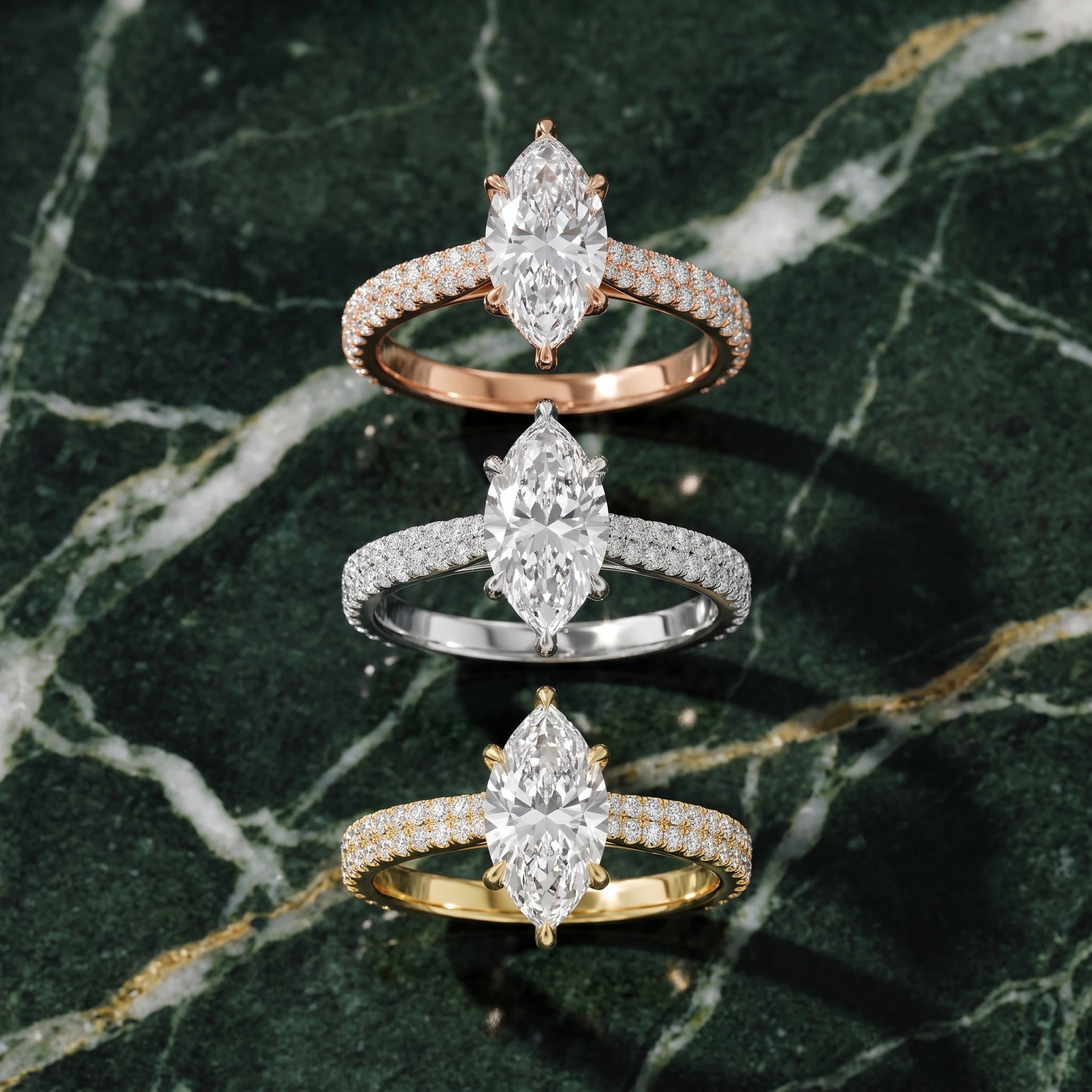 Della Hidden Halo Pavé Marquise Diamond Engagement Ring in White Gold - 3rings.jpg