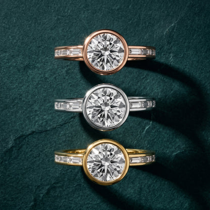 Raleigh Bezel Baguette Round Diamond Engagement Ring in White Gold - 3rings.jpg