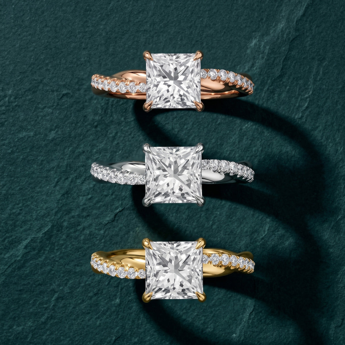 Allie Twist Pavé Princess Diamond Engagement Ring in Yellow Gold - 3rings.jpg
