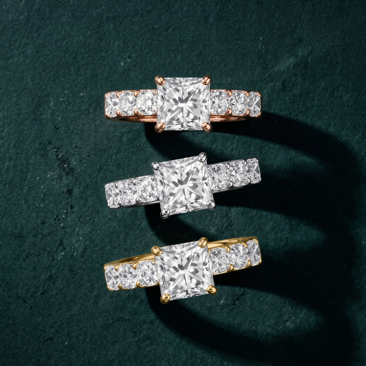 Maude Wide Band Pavé Princess Diamond Engagement Ring in Yellow Gold - 3rings.jpg