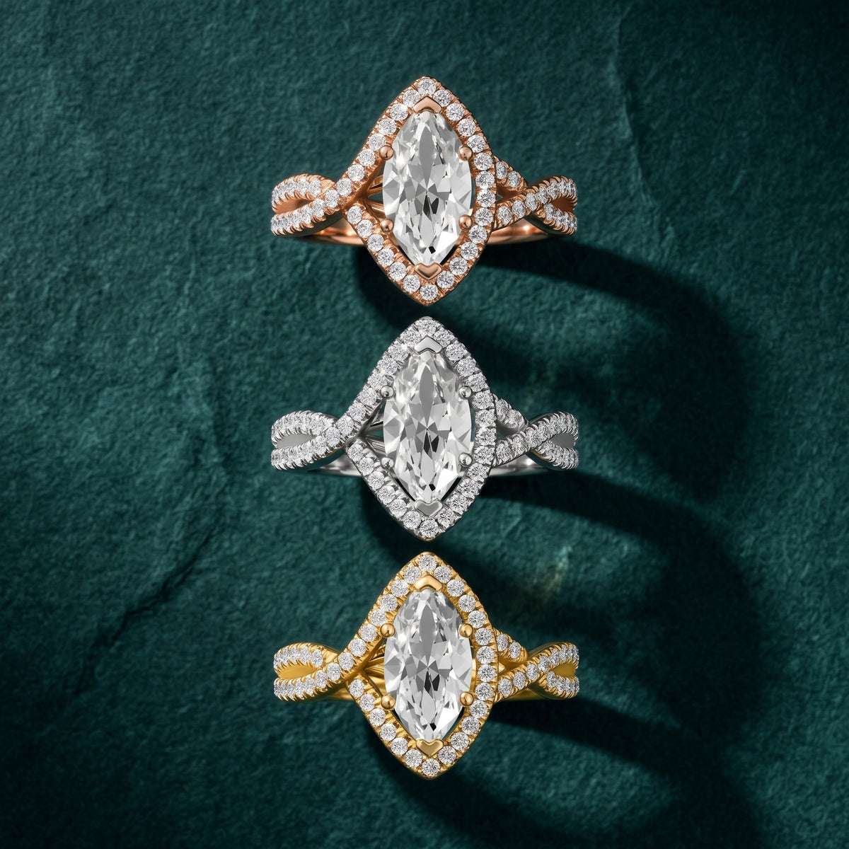 Selma Twist Halo Marquise Diamond Engagement Ring in Platinum - 3rings.jpg