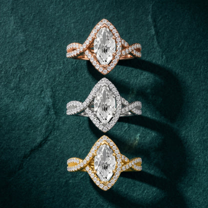 Selma Twist Halo Marquise Diamond Engagement Ring in Platinum - 3rings.jpg