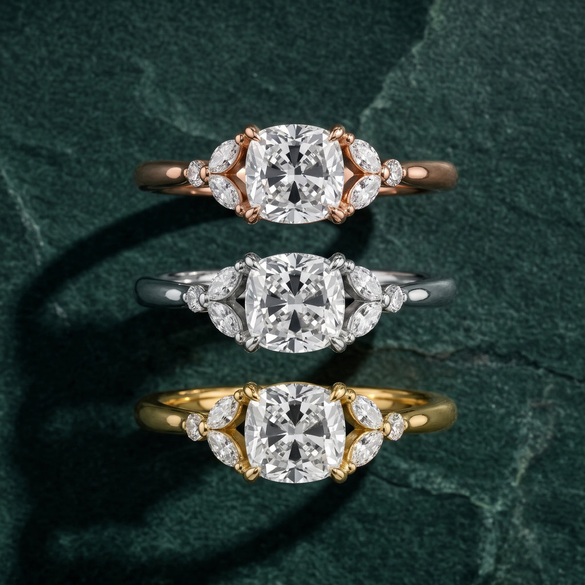 Rilla Floral Cluster Cushion Diamond Engagement Ring in Rose Gold - 3rings.jpg