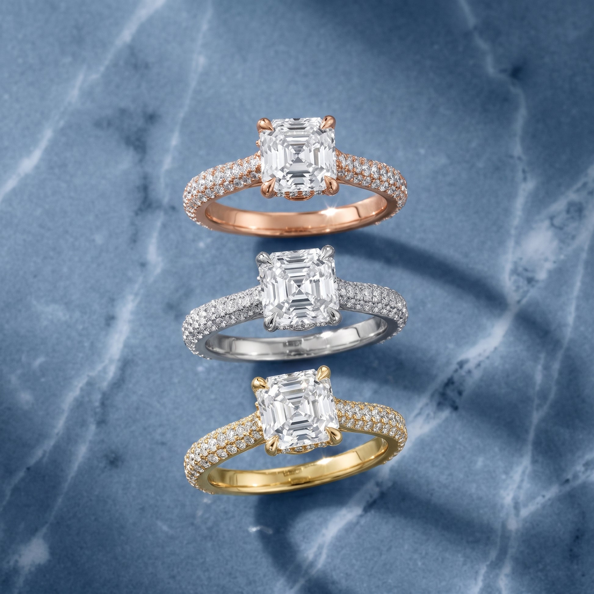 Della Hidden Halo Pavé Asscher Diamond Engagement Ring in White Gold - 3rings.jpg