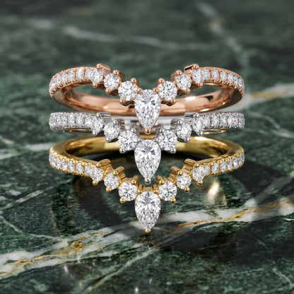 Priscilla Contour Pear & Round Diamond Stackable Ring in White Gold - 3rings.jpg
