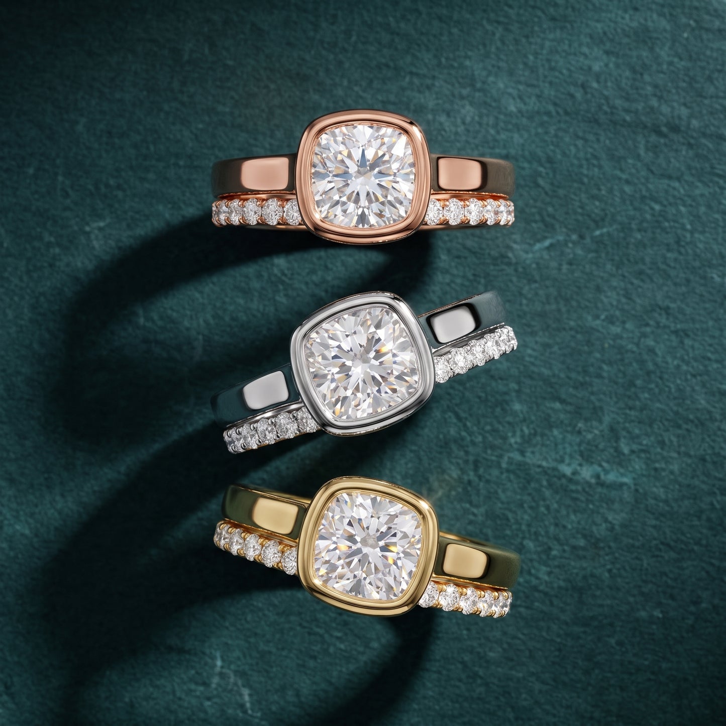 Ayla Bezel Bypass Cushion Diamond Ring in White Gold - 3rings.jpg