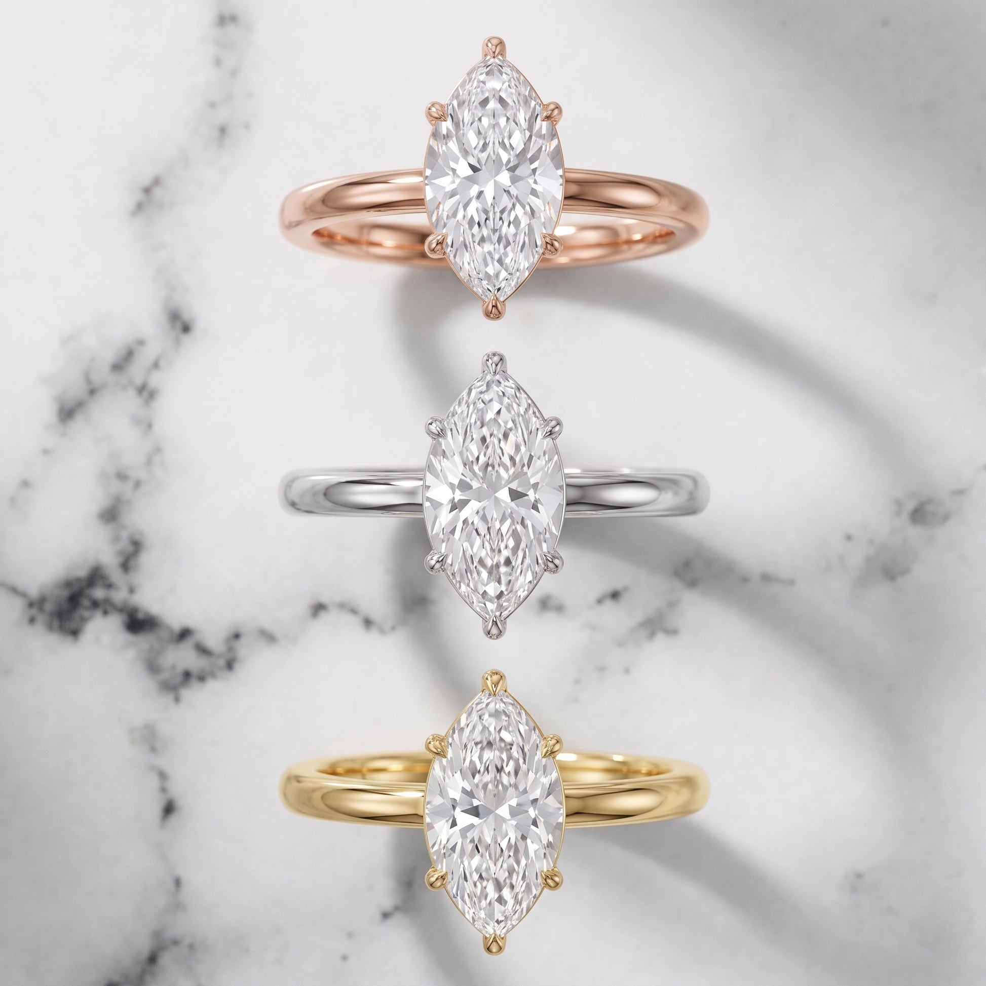 Sadie Cathedral Solitaire Marquise Diamond Ring in Rose Gold - 3rings.jpg