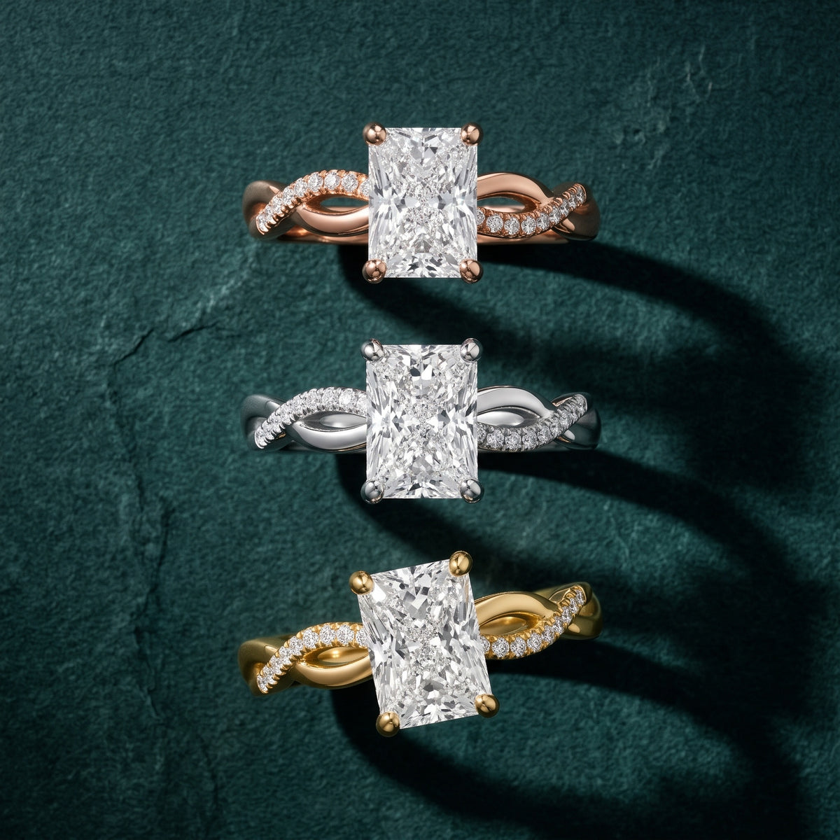 Carys Twist Pavé Radiant Diamond Engagement Ring in Silver - 3rings.jpg