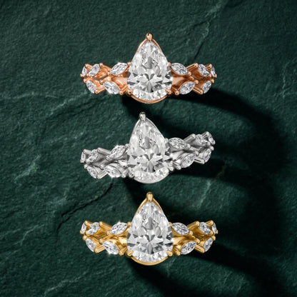 Maureen Leaf Garland Pear Diamond Engagement Ring in Rose Gold - 3rings.jpg