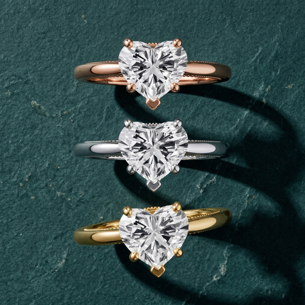 Lowell Hidden Halo Milgrain Heart Diamond Engagement Ring in Silver - 3rings.jpg