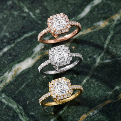 Amara Halo Claw Prong Asscher Diamond Ring in Rose Gold - 3rings.jpg