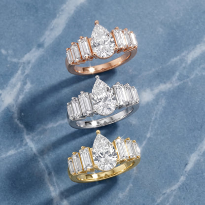 Mara Sidestone Baguette Accent Pear Diamond Engagement Ring in Platinum - 3rings.jpg