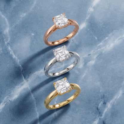 Lucia Solitaire Six-Prong Asscher Diamond Engagement Ring in Rose Gold - 3rings.jpg