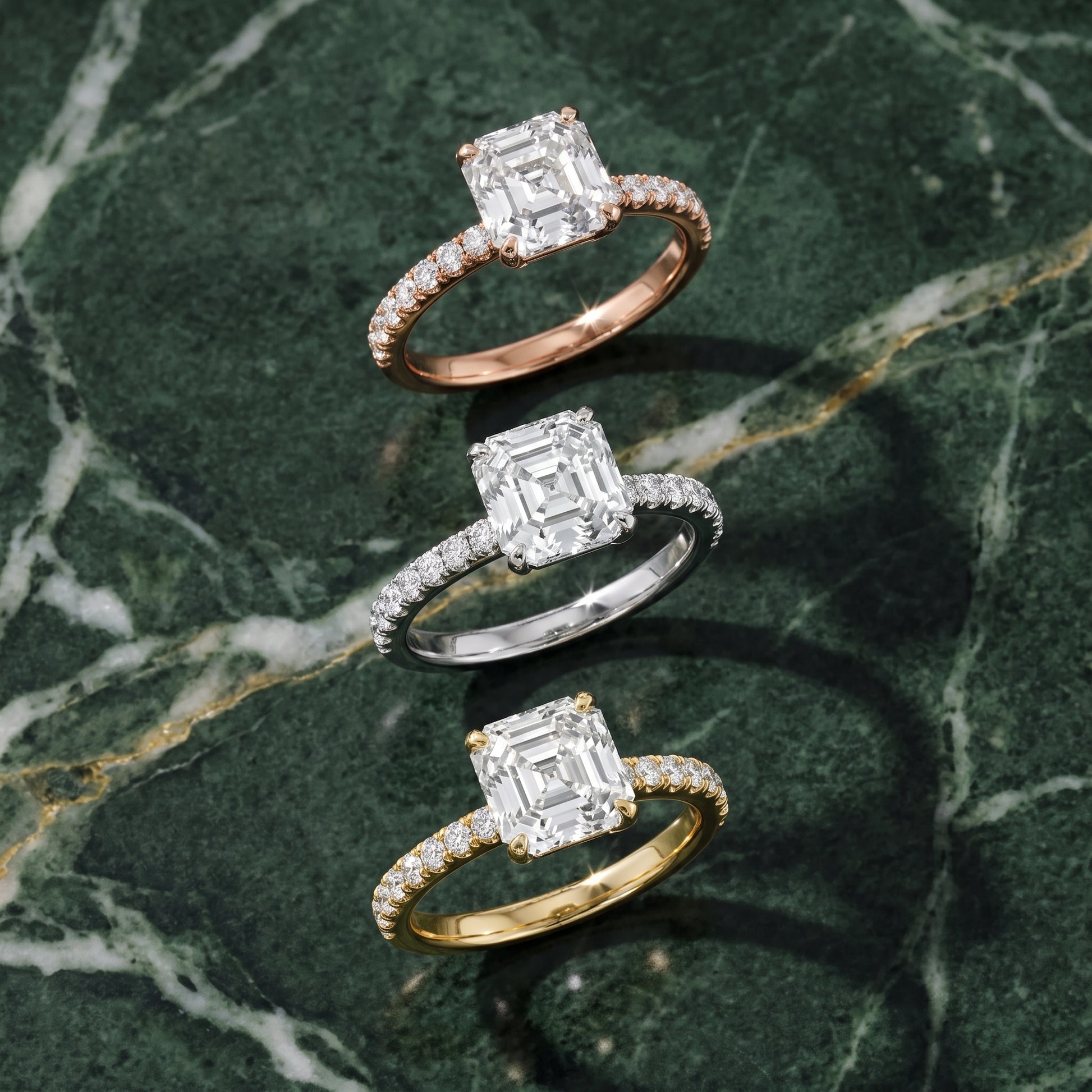 Juna French Pavé Solitaire Asscher Diamond Engagement Ring in Rose Gold - 3rings.jpg