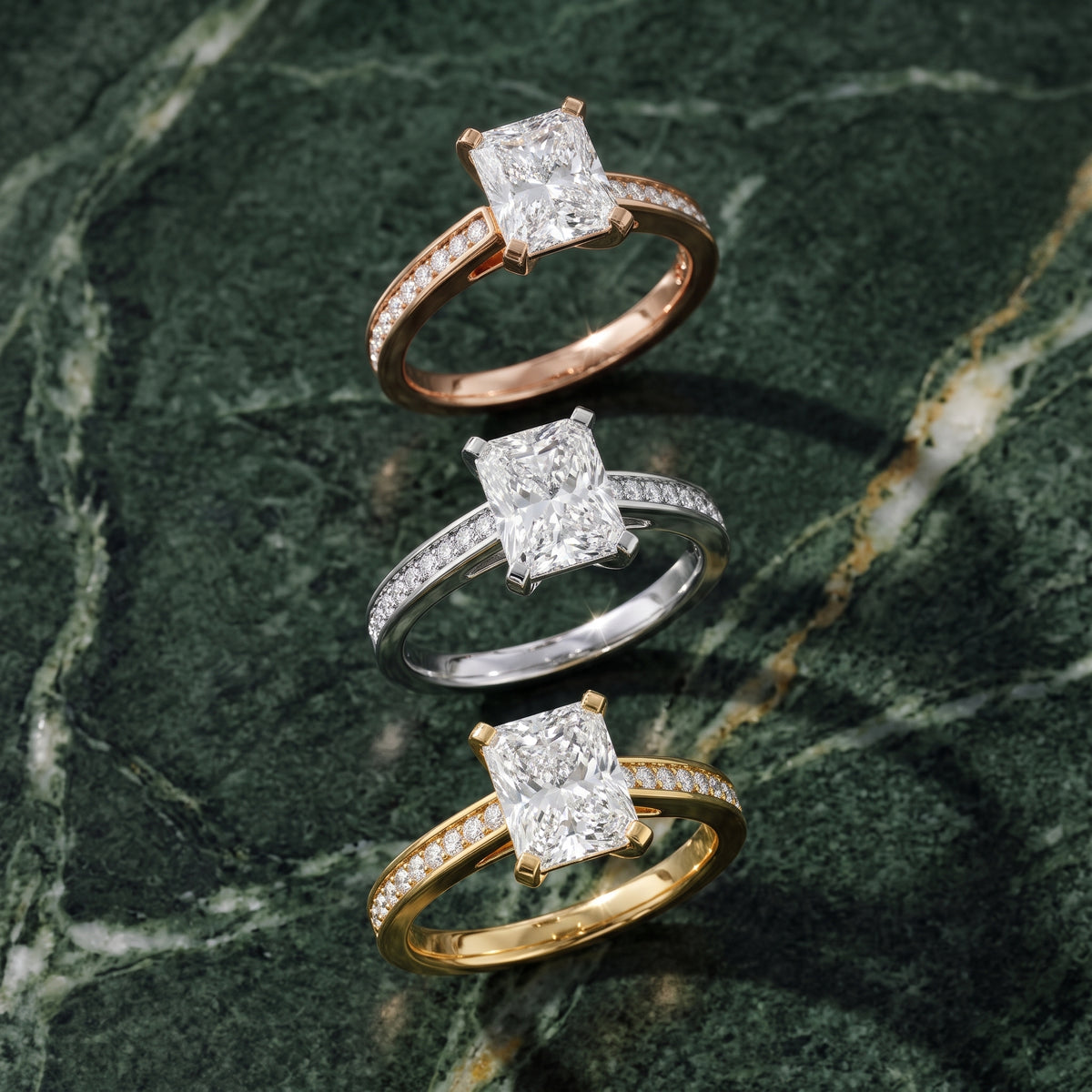Tessa Solitaire Channel Set Radiant Diamond Engagement Ring in Yellow Gold - 3rings.jpg