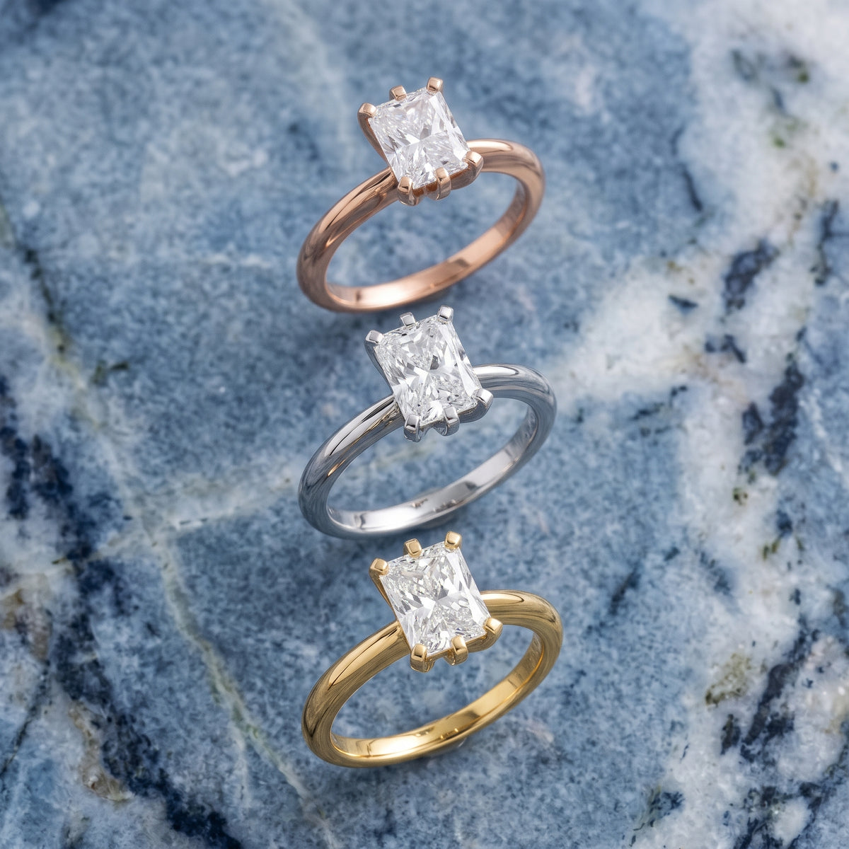 Arabella Six-Prong Solitaire Radiant Diamond Engagement Ring in Rose Gold - 3rings.jpg