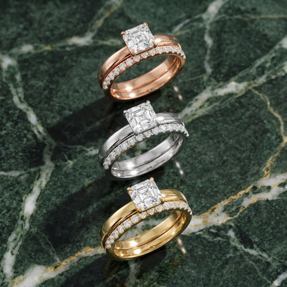 Veda Split Shank Pavé Asscher Diamond Engagement Ring in Platinum - 3rings.jpg