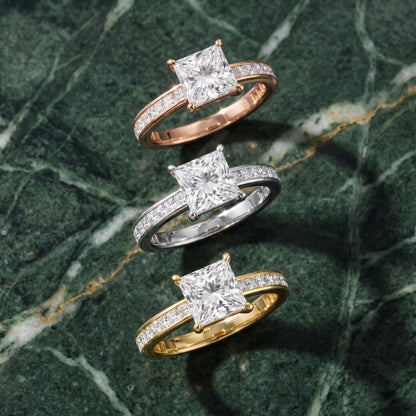 Brielle Channel Set Solitaire Princess Diamond Ring in Yellow Gold - 3rings.jpg
