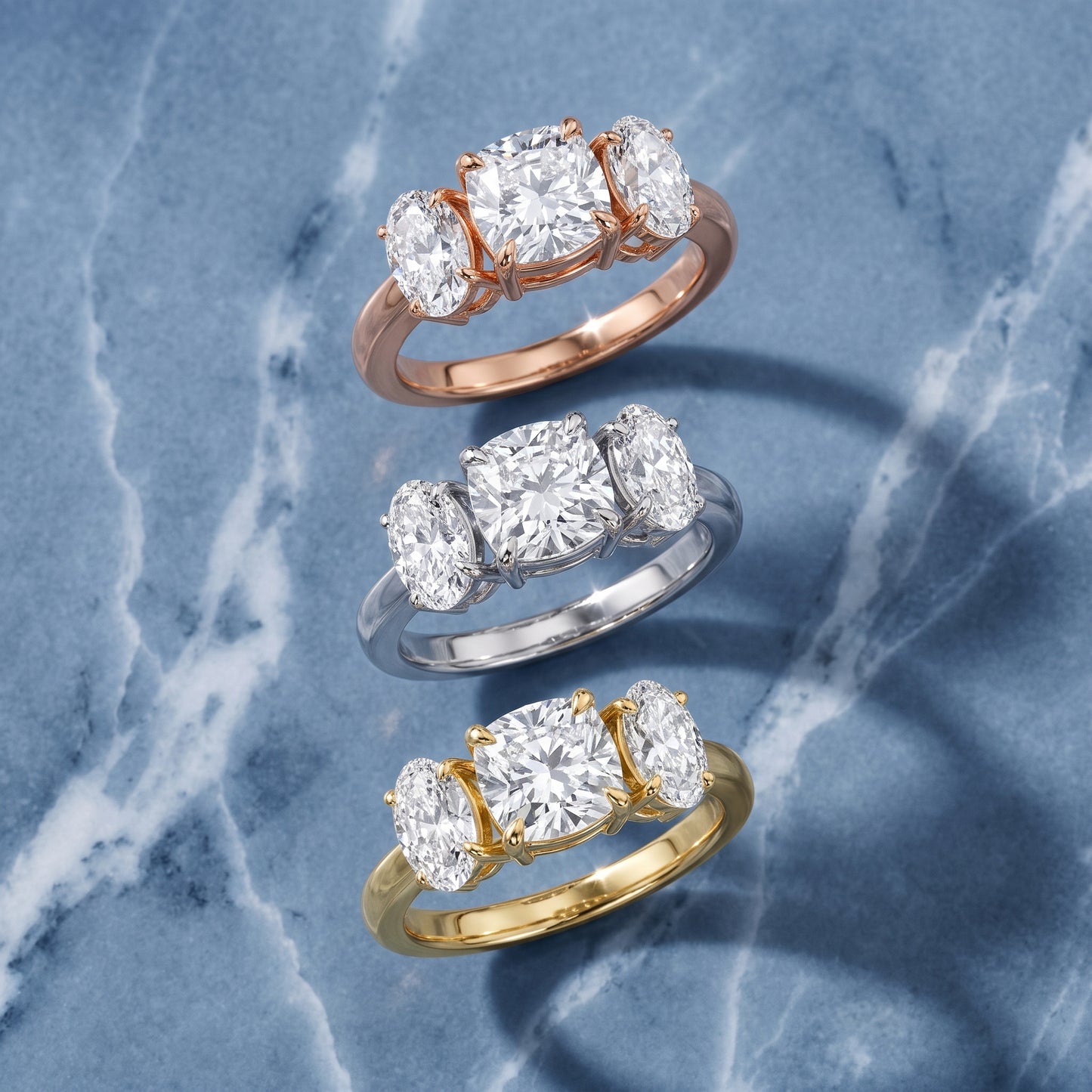Lila Three-Stone Cushion Diamond Ring in Silver - 3rings.jpg