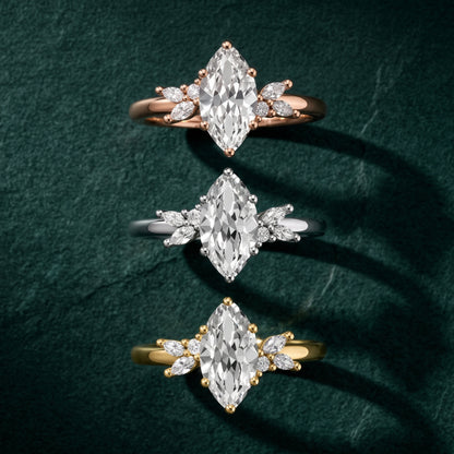 Avon Leaf Cluster Marquise Diamond Engagement Ring in Yellow Gold - 3rings.jpg